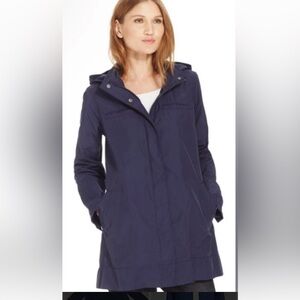 Eileen Fisher Cotton Nylon Hooded Anorak Navy Blue Jacket XS